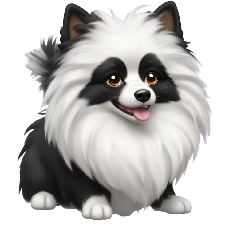 A black and white female spitz emoji