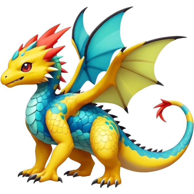 cool exotic fantasy-creature-Fakémon-Pokémon, full body, with markings emoji
