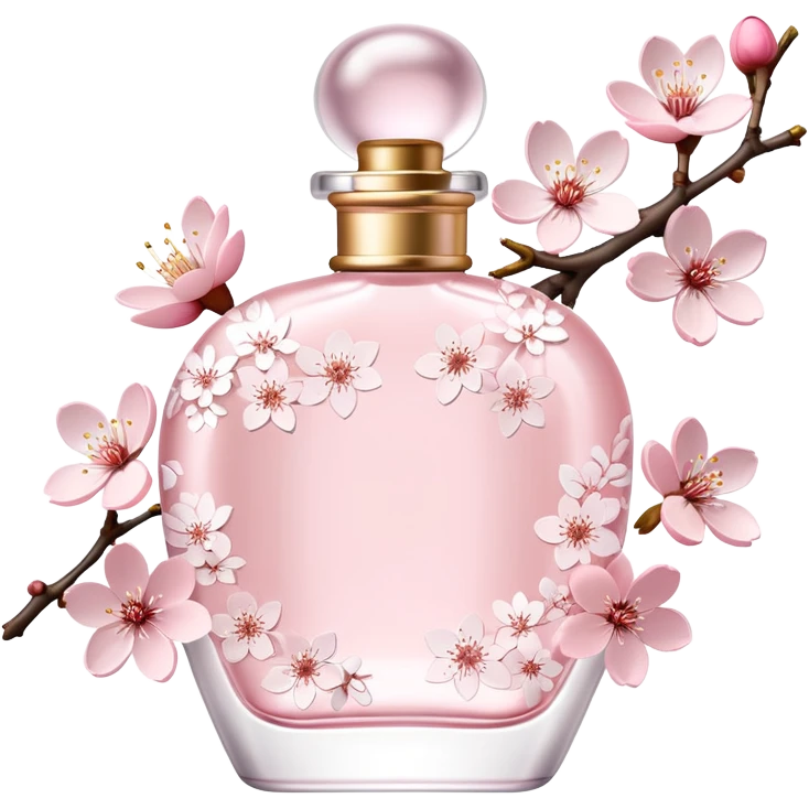 Pastel pink and white Perfume with Sakura Cherry Blossoms adorning it   emoji
