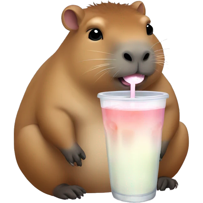 Capybara drinking boba emoji