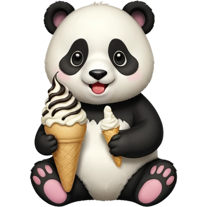 Panda eating ice cream emoji
