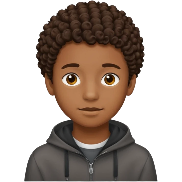 Black 15 year old boy with curly brown hair emoji