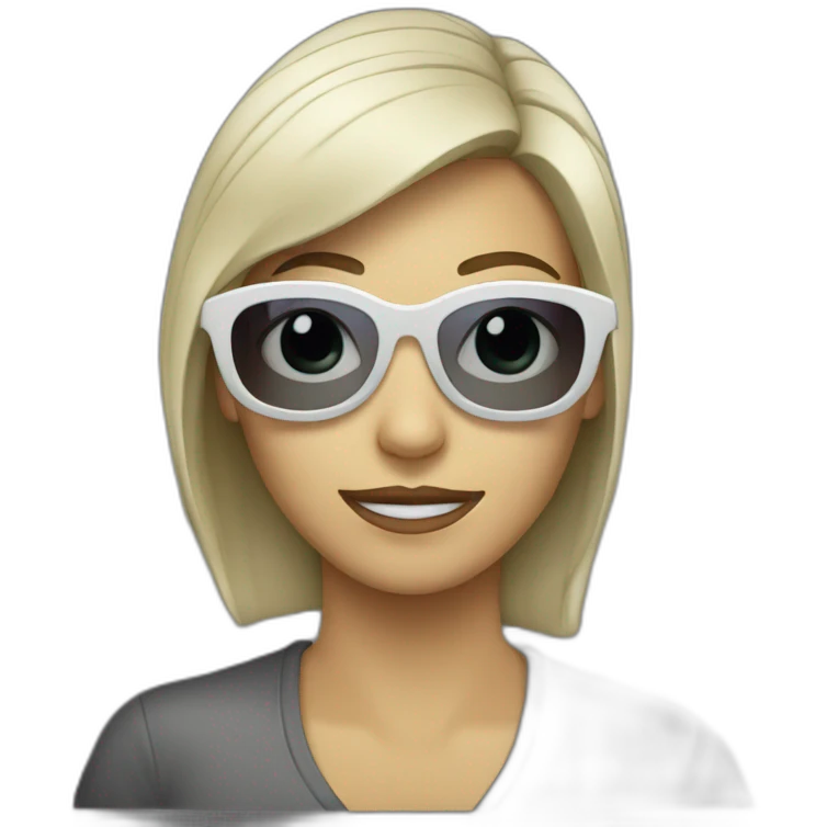 Mujer blanca con lentes calipso emoji