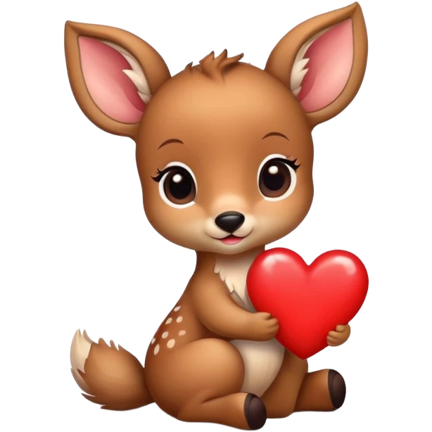 Cute baby deer holding a heart emoji