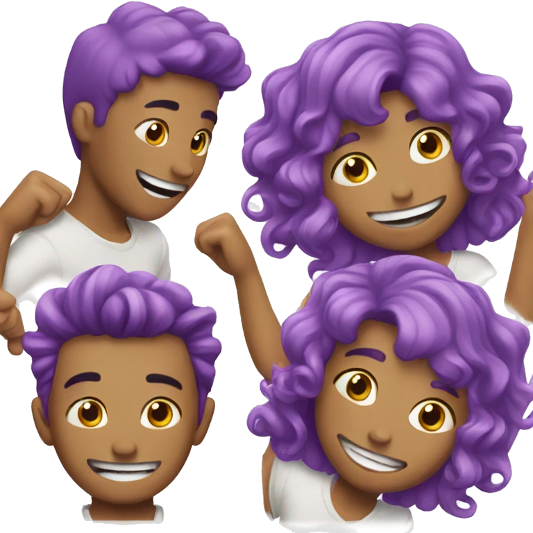 man smile purple hair three hearts overlay emoji