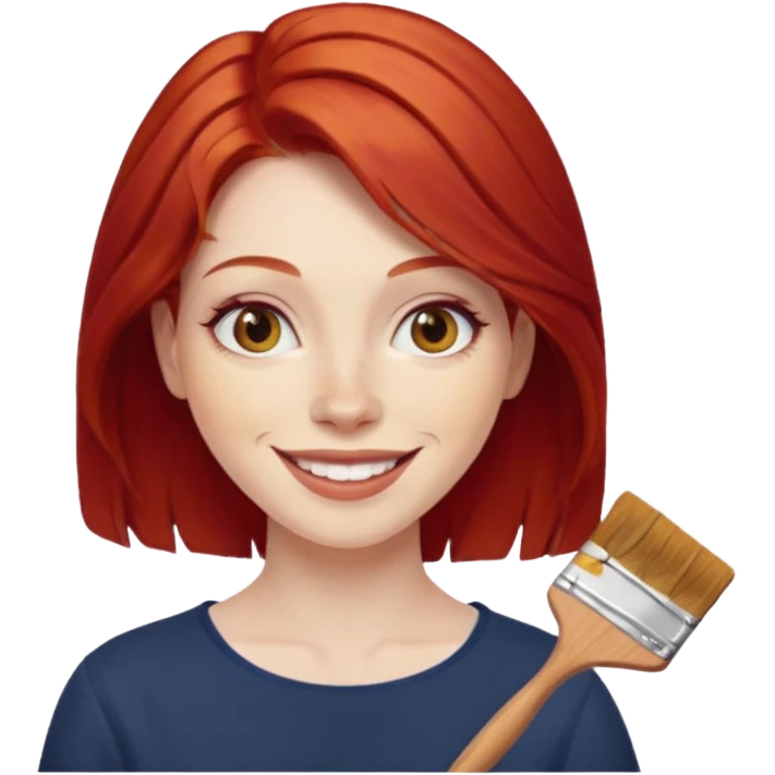 Painting Hold. Women painting smilling   Cheveux roux emoji