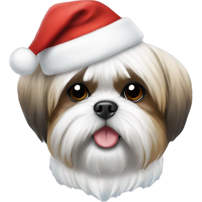 Shih tzu with a Santa hat emoji