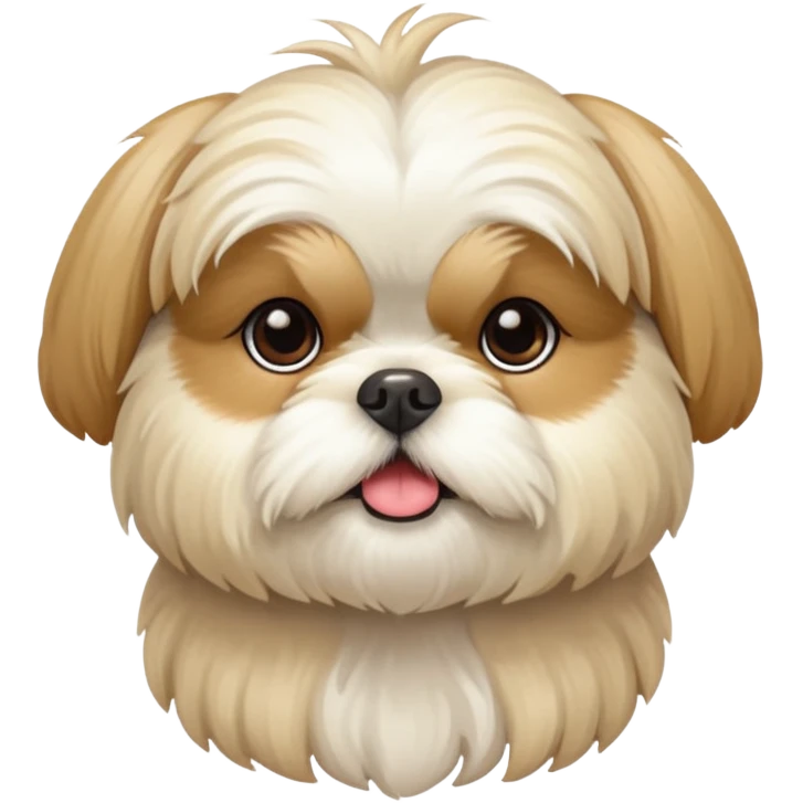 generame la imagen de un perrito raza chitzu de color cremita, totalmente cremita sin esos colores marron oscuro en su cara emoji