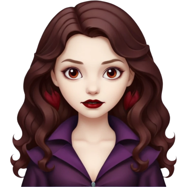 vampire girl with wavy brown hair emoji