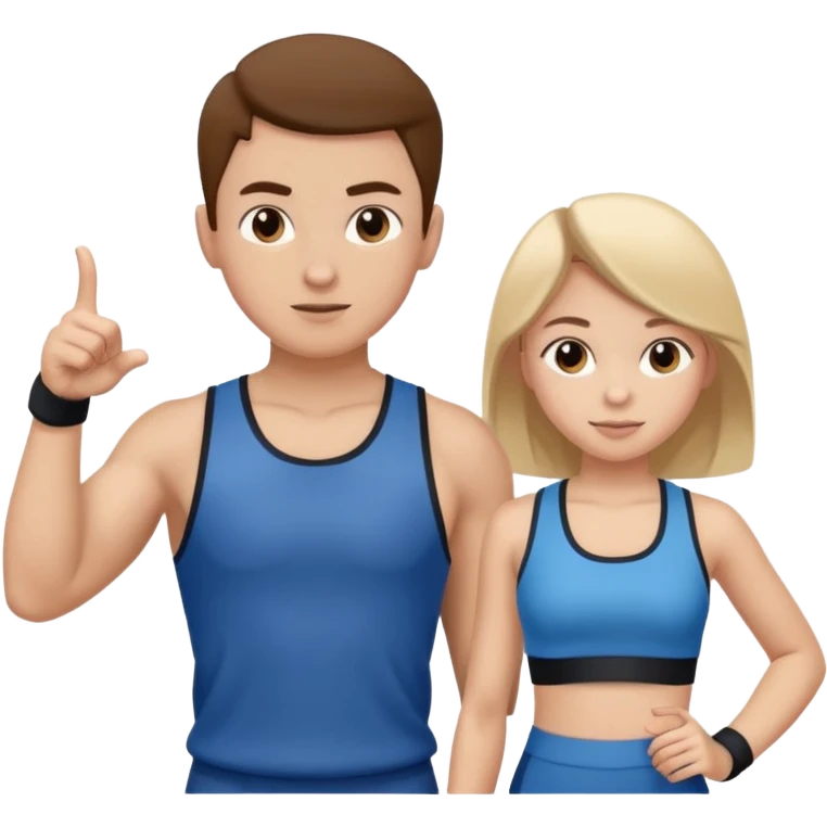 Girl and boy in gym clothes who points out emoji