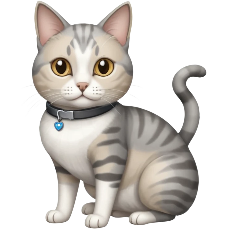 disabled grey and white cat in pet mobility aide emoji