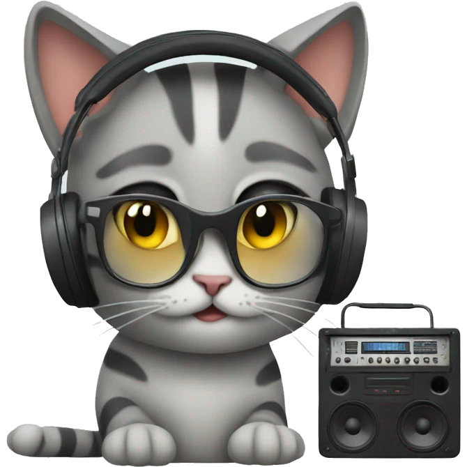 rock with listening music cat emoji