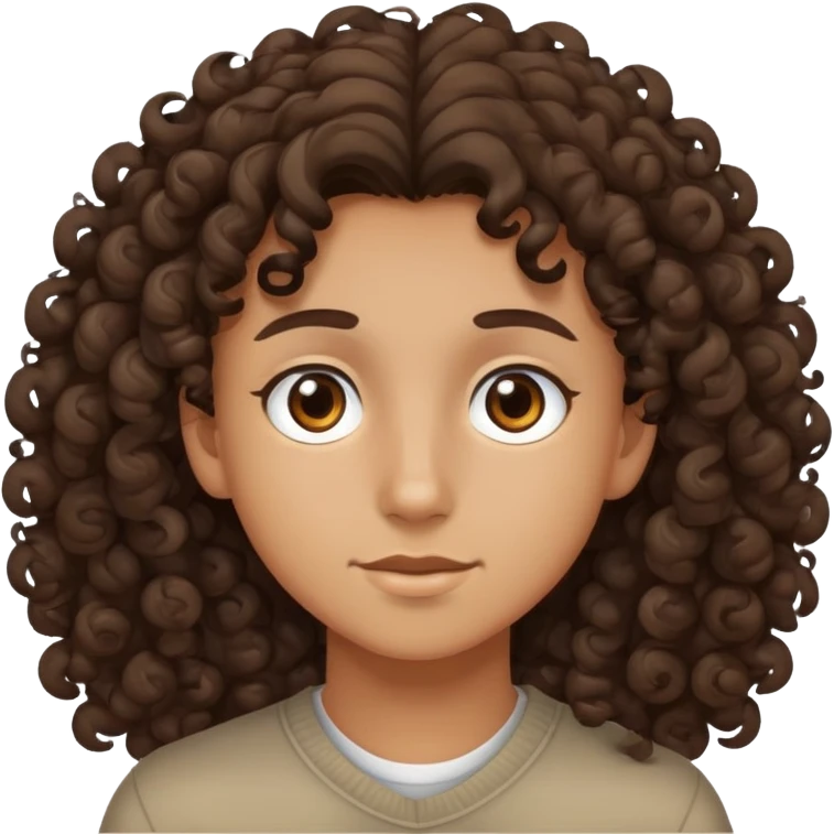 tan teenager with curly dark brown hair emoji