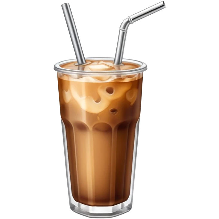 a glass of iced coffee with a metal straw emoji