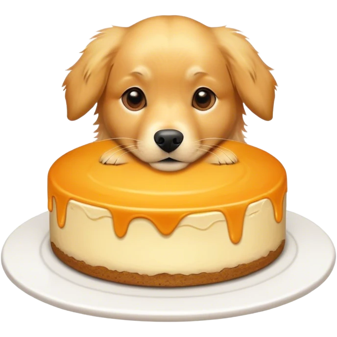 more golden, orange, toned, golden retriever, dog being turned into a cheesecake ￼ emoji