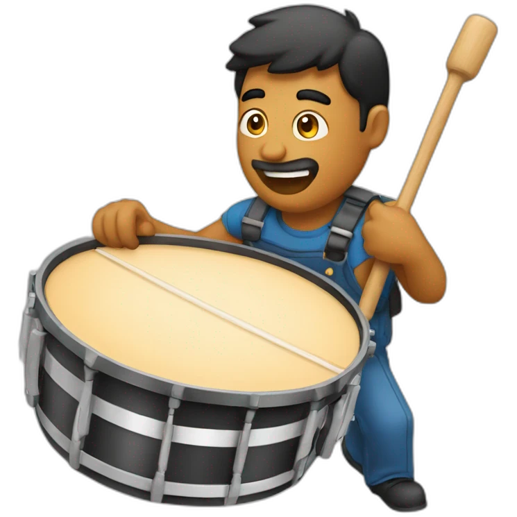 Hombre canoso tocando la batería emoji