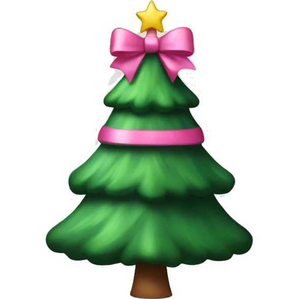 christmas tree with pink bow on top emoji