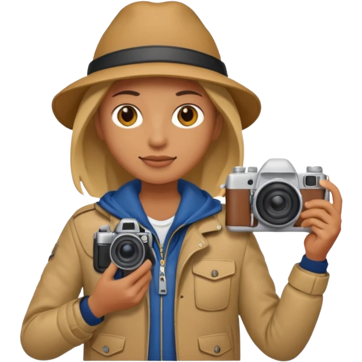 a tourist in europe holding a camera not wearing khaki emoji