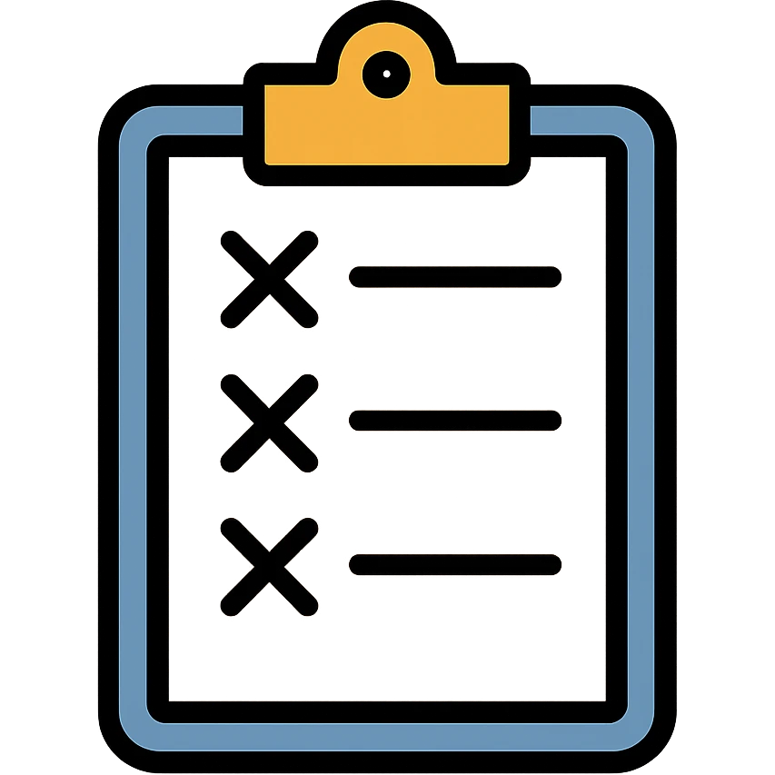 clipboard with list, all goals missed emoji