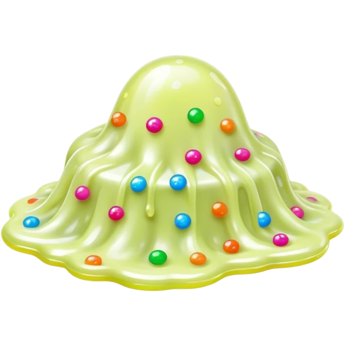 Cinematic Realistic Clear Slime Mixed with Sprinkles, ultra-transparent with suspended colorful candy-like specks, light refracting through each tiny piece, soft gelatinous texture catching highlights, stretching and bending in a mesmerizing way, glowing with a magical, almost surreal quality. emoji