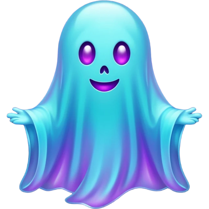 glitter cian and purple ghost emoji