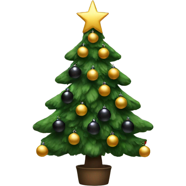 Christmas tree decorated with black ornaments  emoji