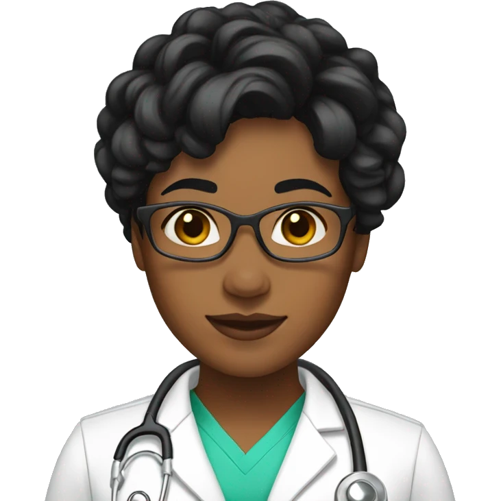 Woman doctor brown skin short black twist hair emoji
