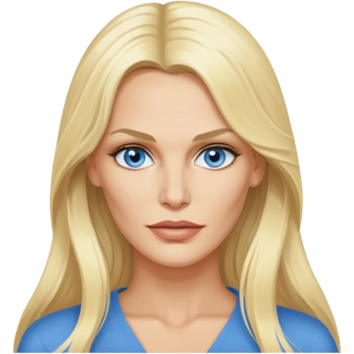 Daryl Hannah with blue eyes, long hair emoji