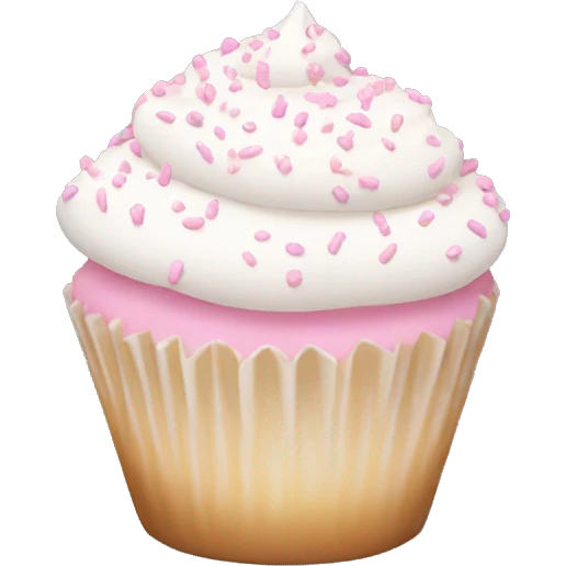 White cupcake with light pink sprinkles  emoji