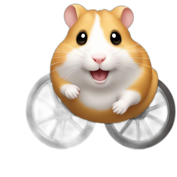 a hamster running without legs on a wheel emoji