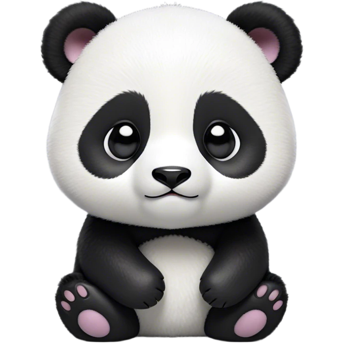 Cinematic Noble Baby Panda Portrait Emoji, Poised and regal, with a tiny, adorable build and a soft, fuzzy Fur of black and white, deep-set soulful gentle eyes, Simplified yet sharp and sophisticated features, highly detailed, glowing with a soft, dignified glow, high shine, intelligent and endearing, stylized with an air of miniature majesty, focused and attentive, soft glowing outline, capturing the essence of a watchful and confident little panda, so majestic it feels as though it could toddle out of the screen with effortless authority! emoji