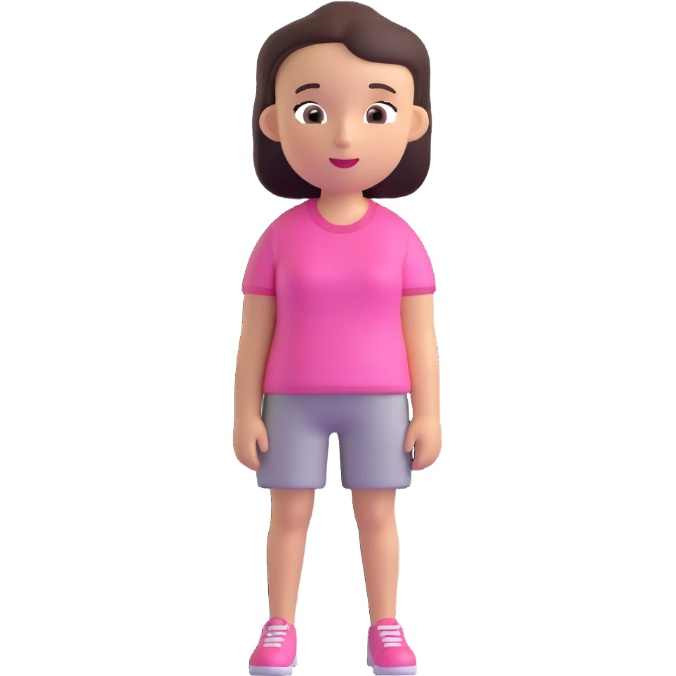 girl with oval-shaped head with flat top wearing a pink t-shirt emoji