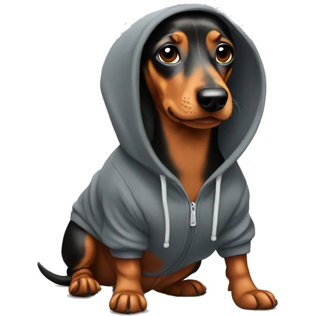 Dachshund wearing hoodie   emoji