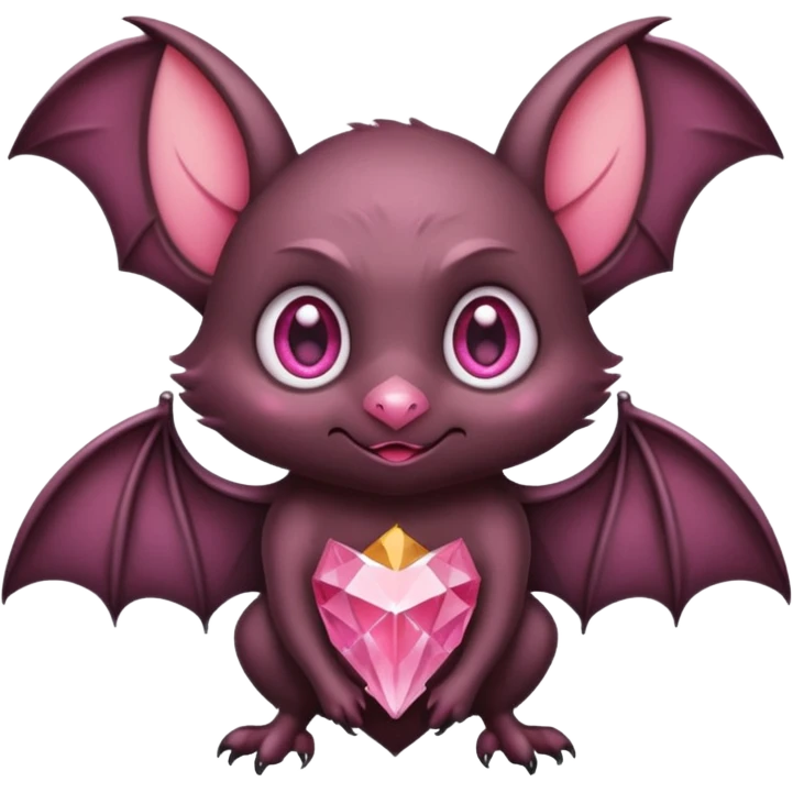 a normal bat witha pink diamond in its forhead, the full bat with his body, the diamond only in the forhead emoji