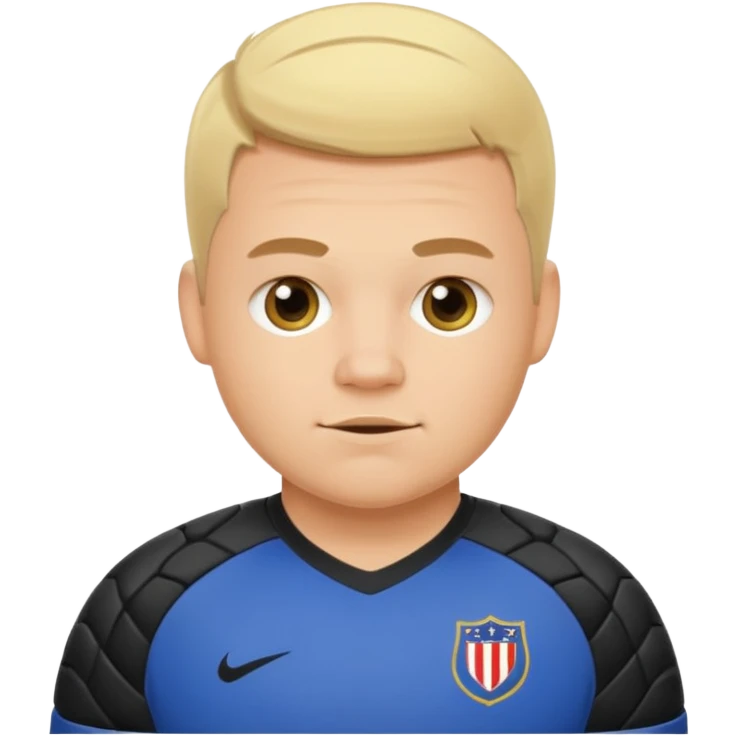 Fat soccer goalkeeper with chubby cheeks and crew cut blonde hair emoji
