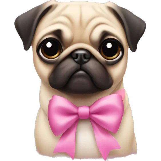 Pug with a pink bow on its ear emoji