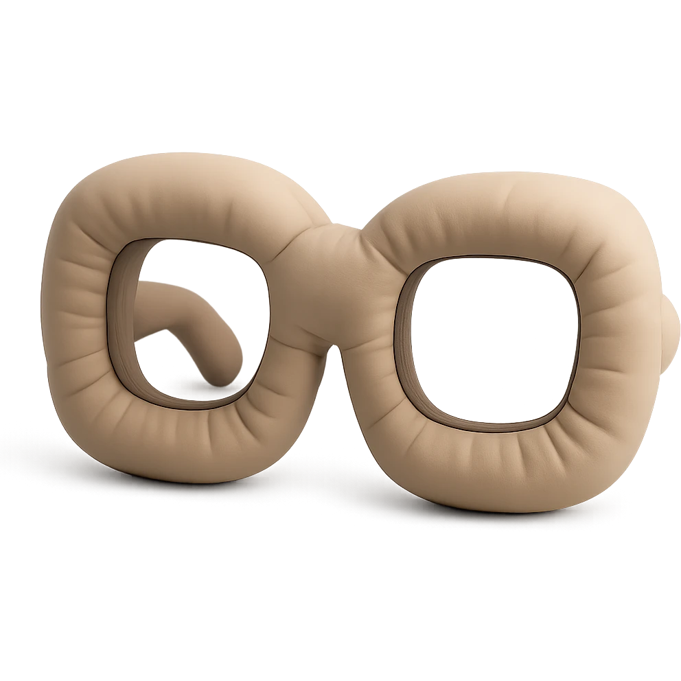cushion style sunglasses, plush and rounded, cute emoji