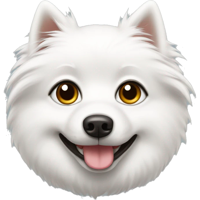 white japanise spitz with dark brown eyes emoji