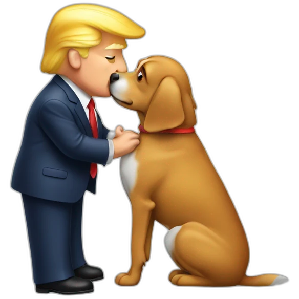 trump kissing a dog emoji