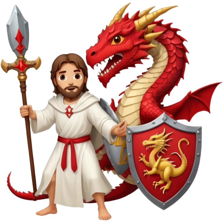 иисус  христос с щитом сражается с драконом  emoji