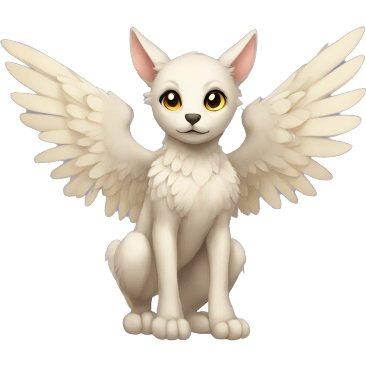 Anthro shy cute winged animal hybrid full body emoji