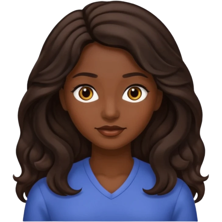 mujer morocha,  pelo ondulado,  pelo largo  color marron oscuro, ojos marrones oscuros emoji