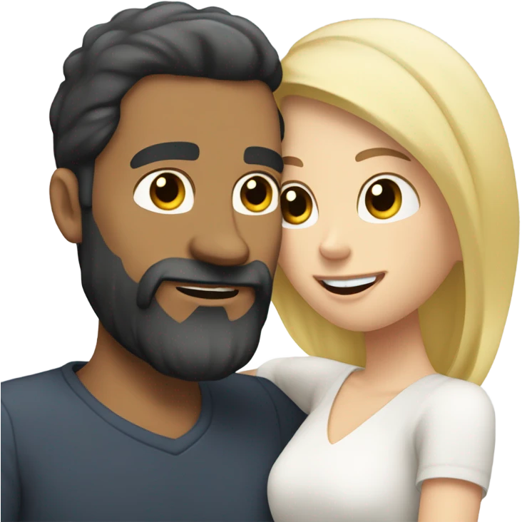 Caucasian white man, short black hair, long beard, hugging a white woman, blonde hair  emoji