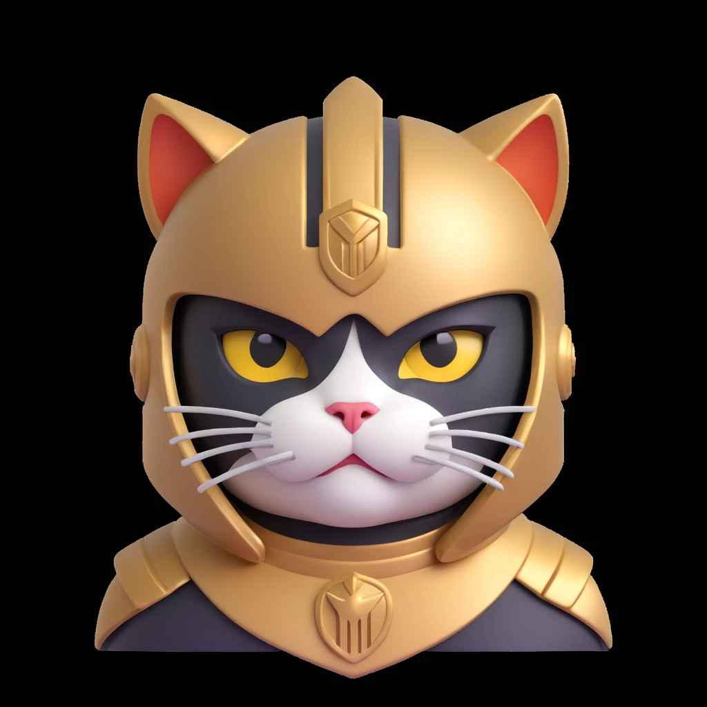 spartan cat with crossed eyes helmet too big looking confused emoji