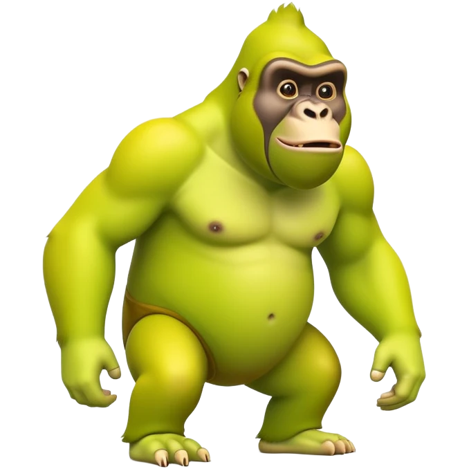 A cartoon character with a curved yellow banana for a body and a lime green gorilla face with gorilla features emoji