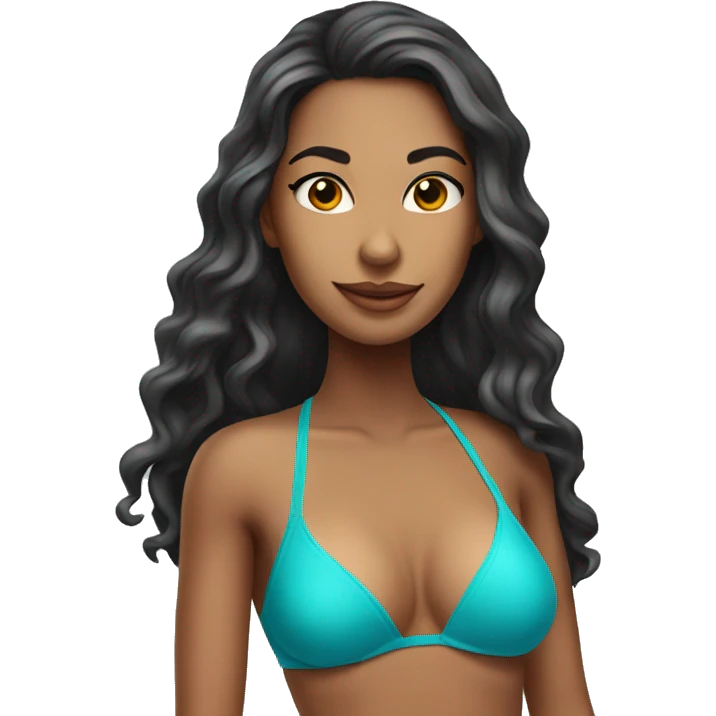 An attractive woman Latina colored with long hair and wearing a swimming bikini  emoji