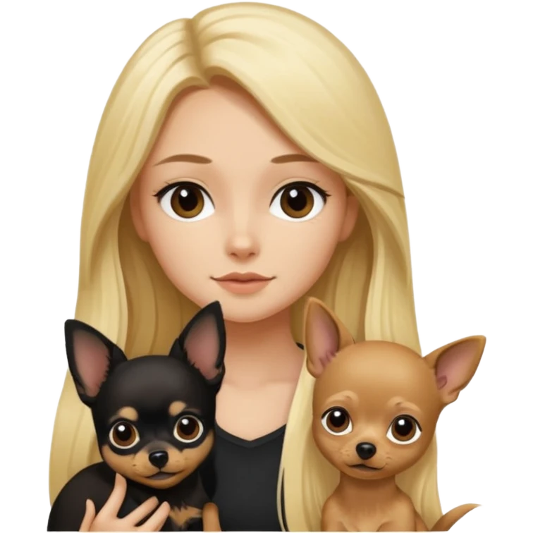 Chico pelo largo rubio.chica pelo largo negro y chihuahua negro  emoji