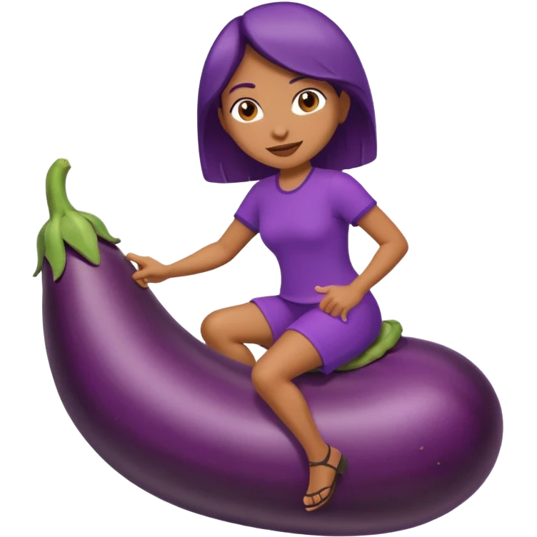 Girl riding an eggplant  emoji