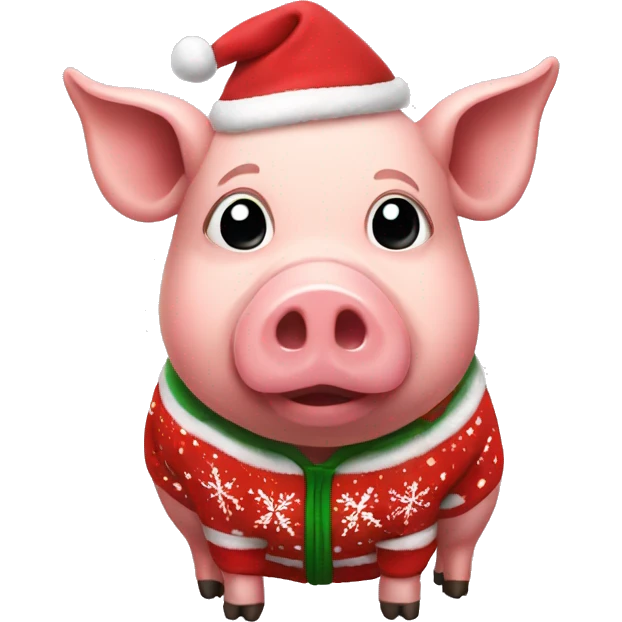 Pig wearing christmas Sweatshirt  emoji