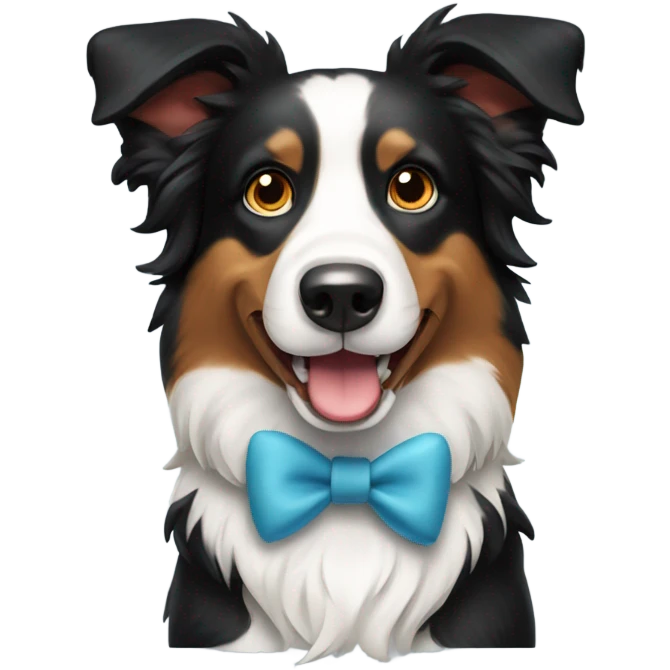Border collie dog with bow emoji